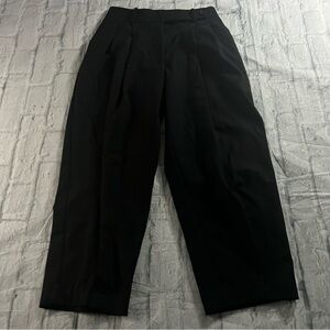 Zara High Rise Pleated Wide Leg Trouser Pant Black